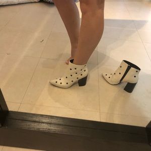 White booties with Black tiny holes